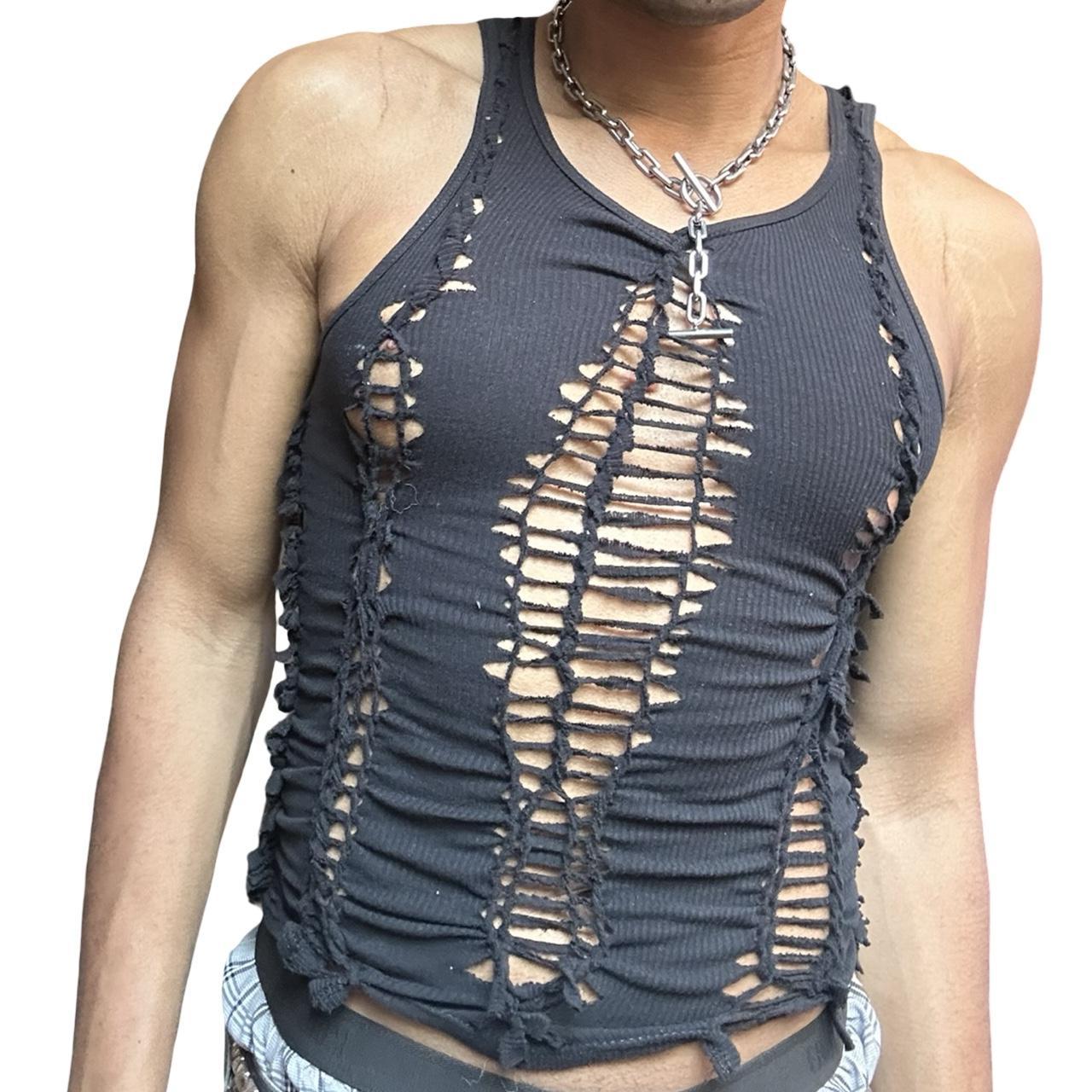 ASTROBOI* 'Jet' Black Braided Twist Tank Top – front 2