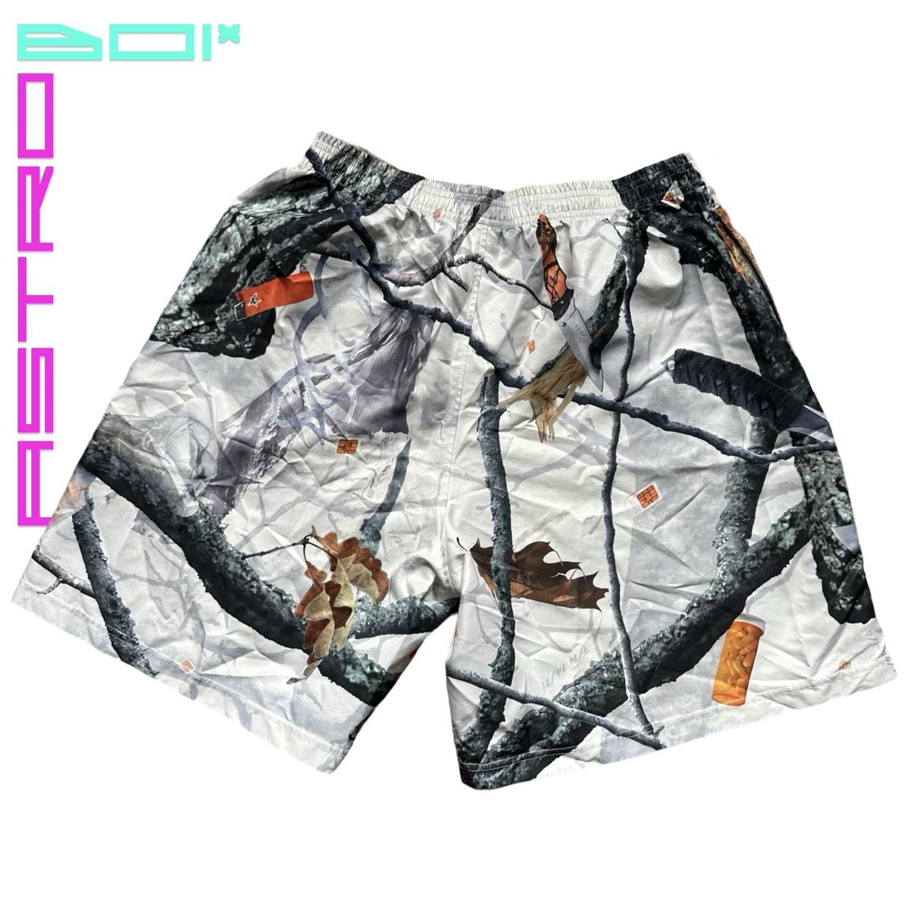 ASSK White Modern Real Tree Camo Nylon Shorts - Large