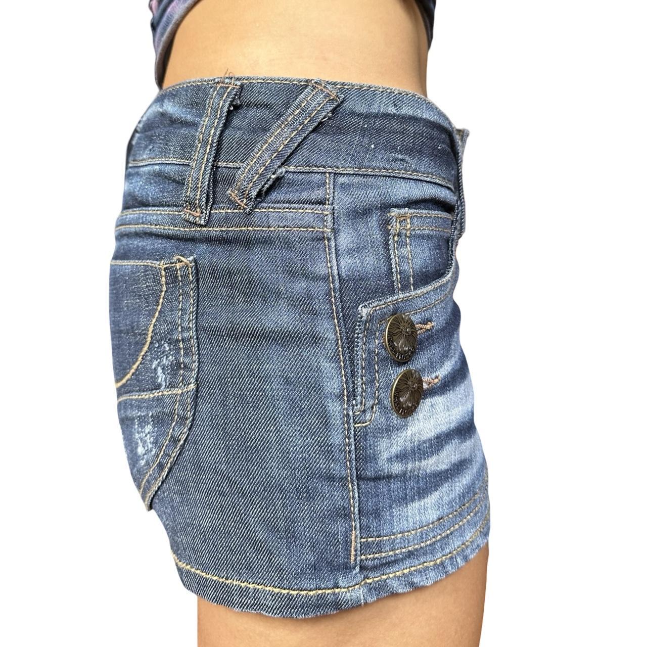 WF by Wallflower Y2K Blue Faded Low Rise Denim Shorts - right
