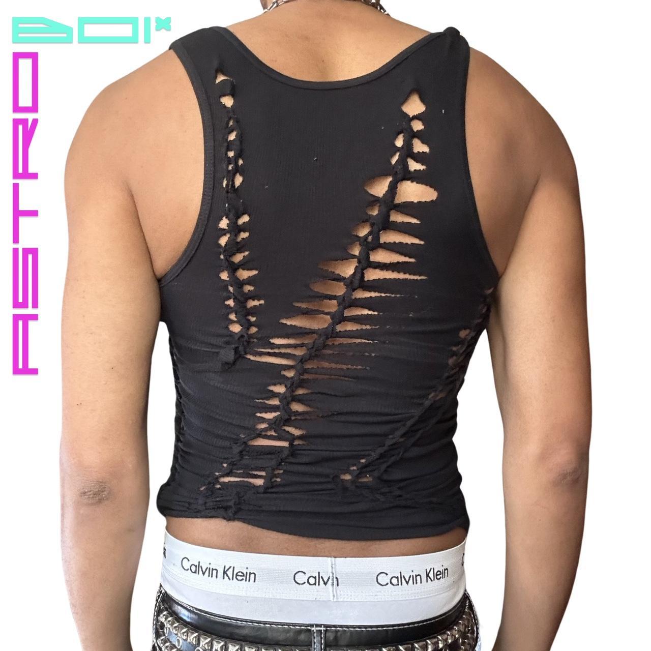 ASTROBOI* 'DIVERGENT' BLACK BRAIDED TANK TOP