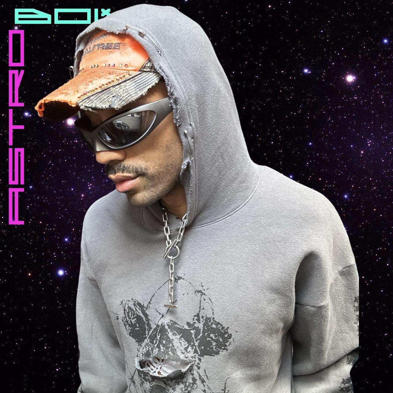 ASTROBOI* Custom Psycho Teddy Barbed Wire Grey Grunge Hoodie - XL