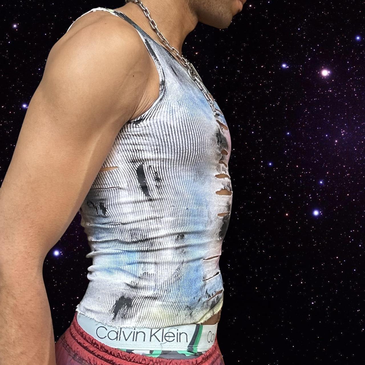 ASTROBOI* 'Super Nova' White Slashed Tank Top - right
