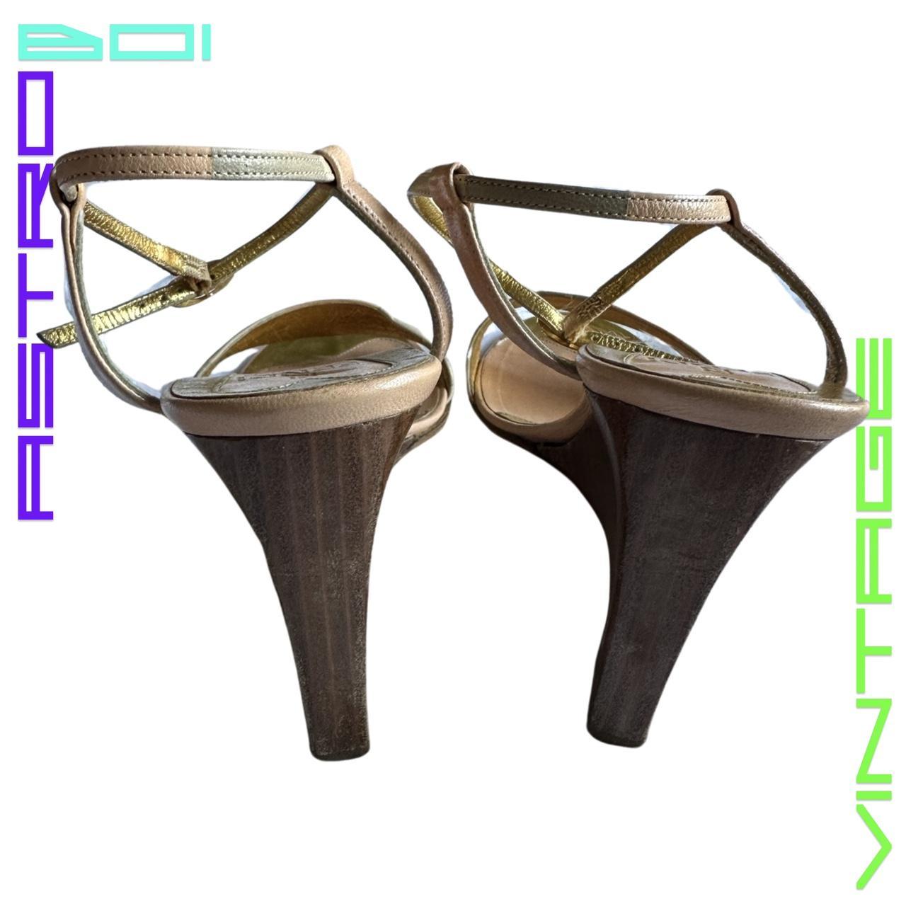 VINTAGE FENDI ART DECO WEDGES_ GOLD_ 38.5