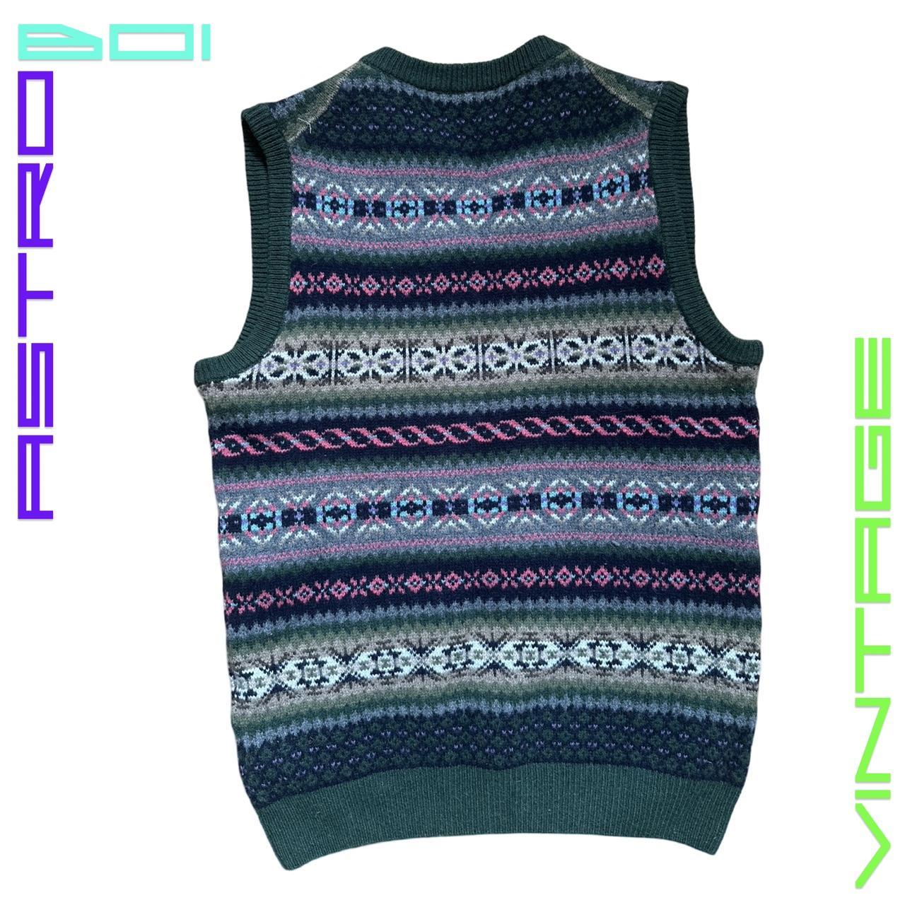GANT Green Fair Isle V-Neck Sweater Vest - Small