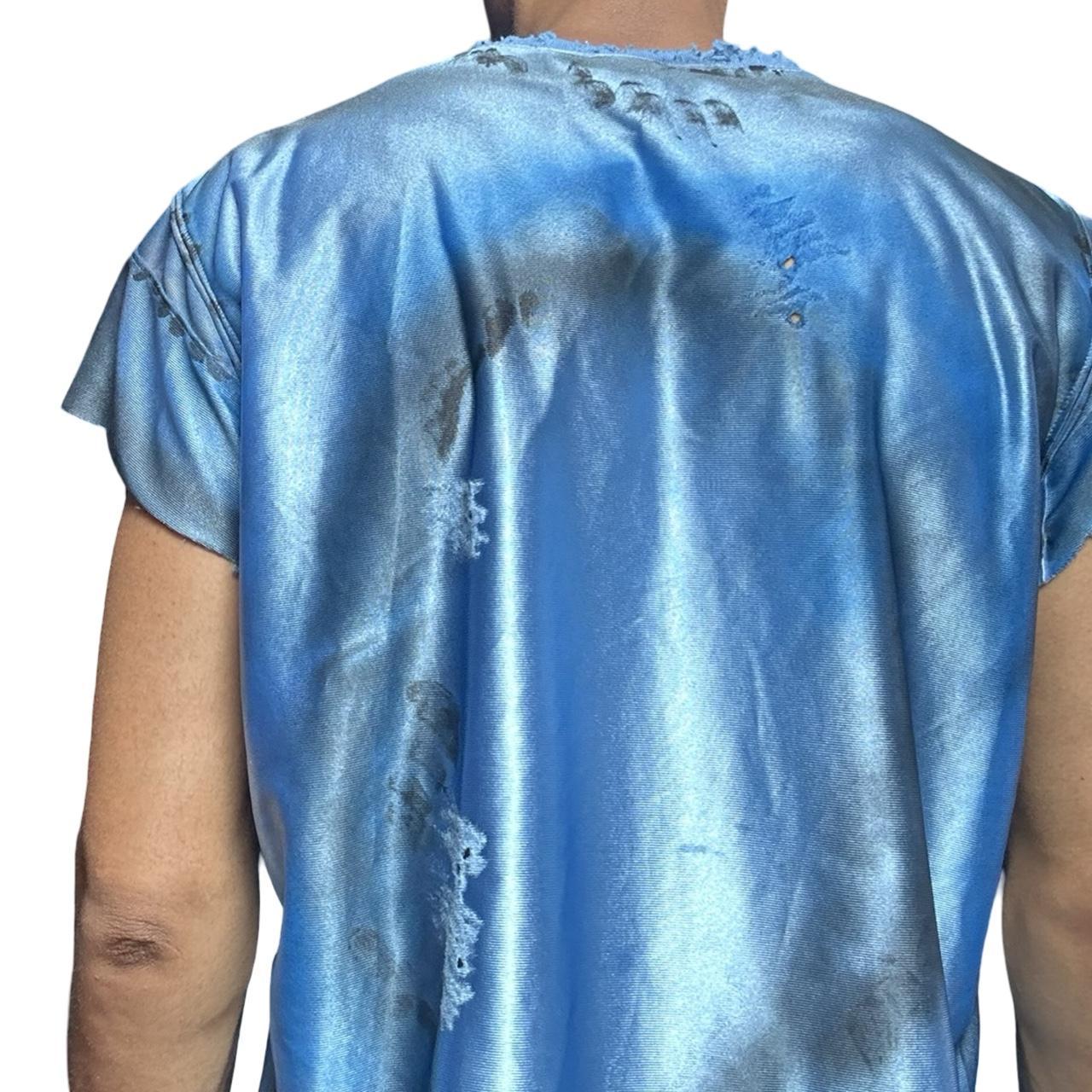 ASTROBOI* V-neck Deconstructed Blue Painted T-shirt Jersey – back 2