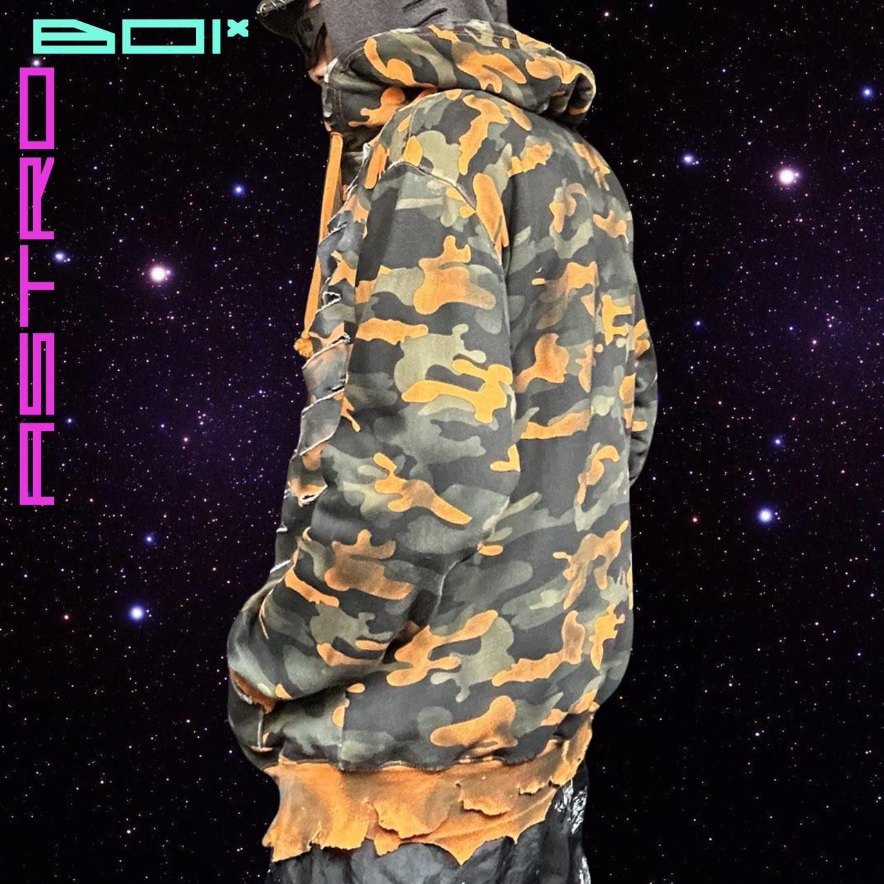 ASTROBOI* MEN'S GREEN/ORANGE CAMO ZIP UP HOODIE _ XL