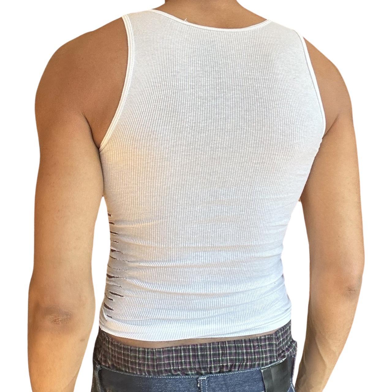 ASTROBOI* 'SLASHES AND DASHES' WHITE BRAIDED TANK TOP