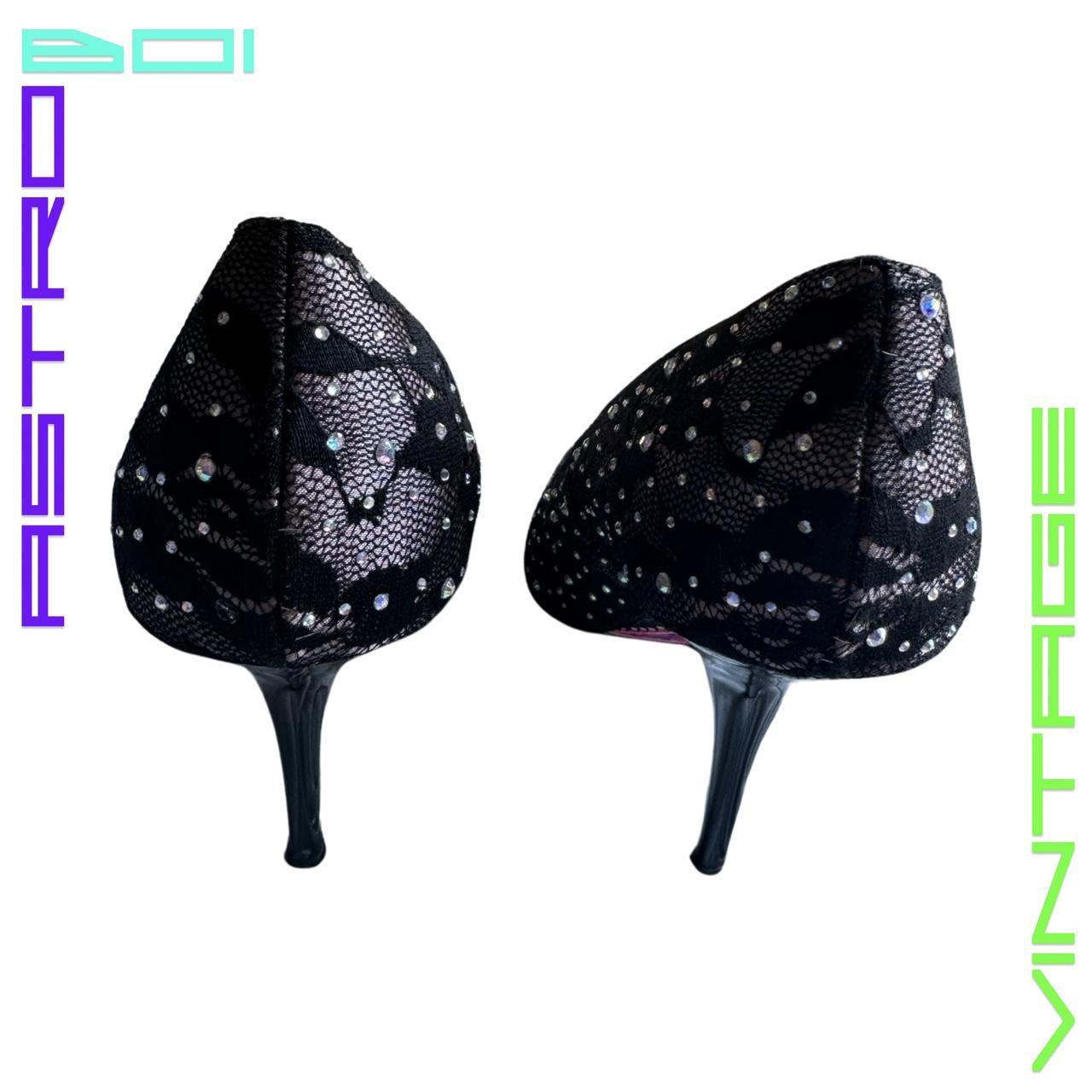 VINTAGE BETSEY JOHNSON RHINESTONE LACE HEELS_ 8.5