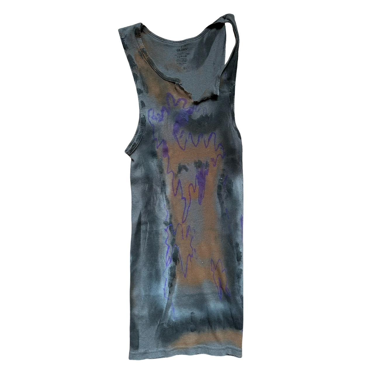 ASTROBOI* x Gildan 'Graffiti' Gray Graphic Print Tank Top - flat front