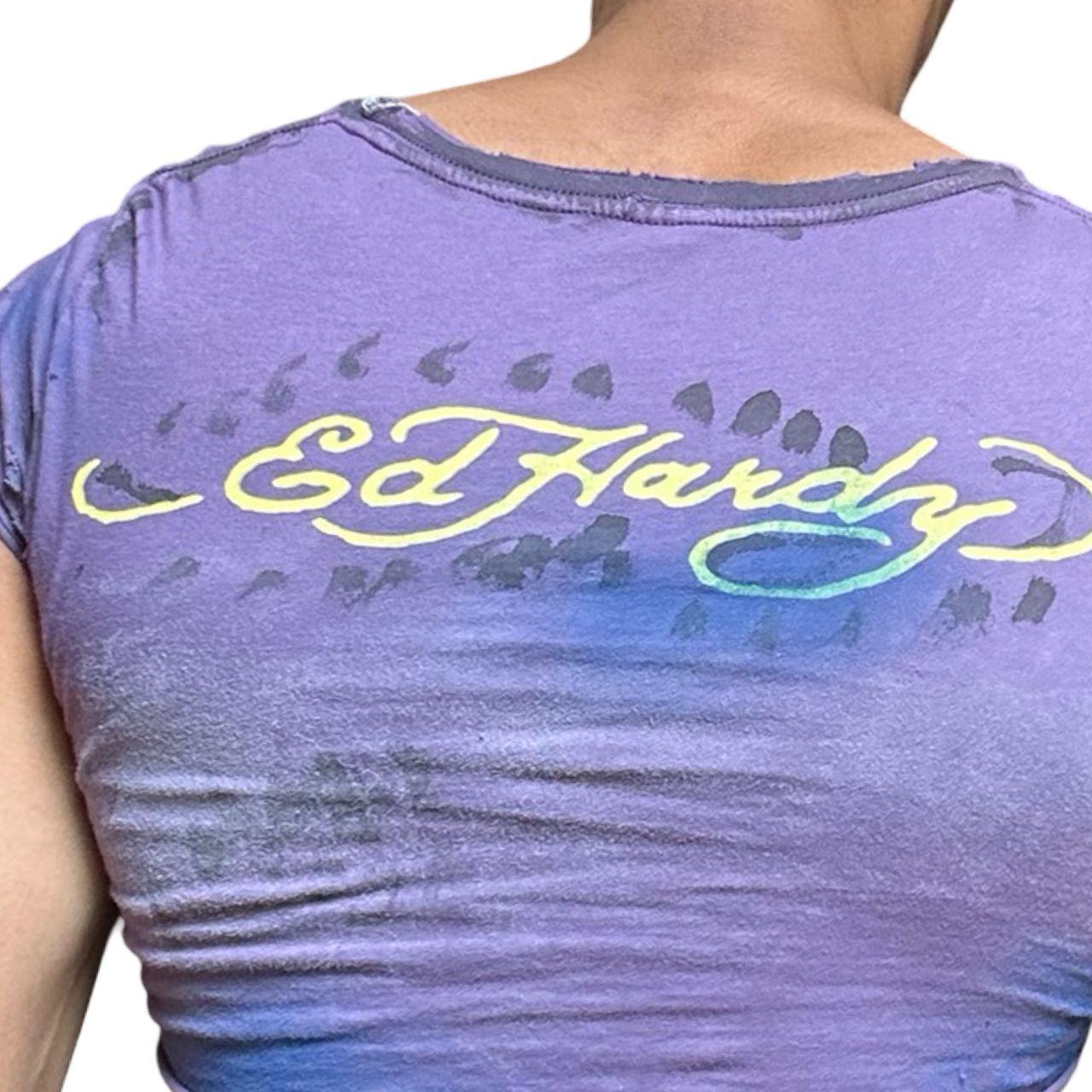 ASTROBOI* x Ed Hardy Purple Twist Crop Top – back