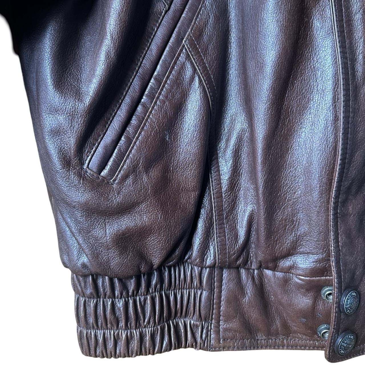 Wilson's Leather Brown Retro Bomber Jacket - Medium, flat right bottom