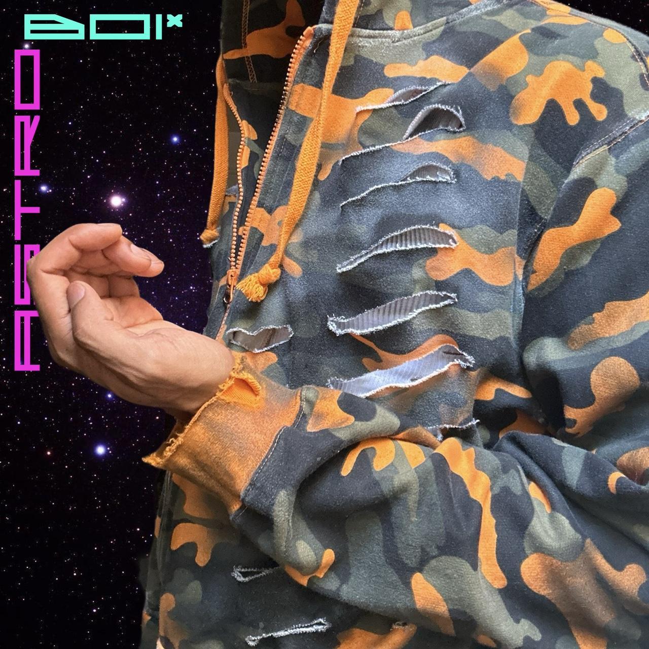 ASTROBOI* MEN'S GREEN/ORANGE CAMO ZIP UP HOODIE _ XL