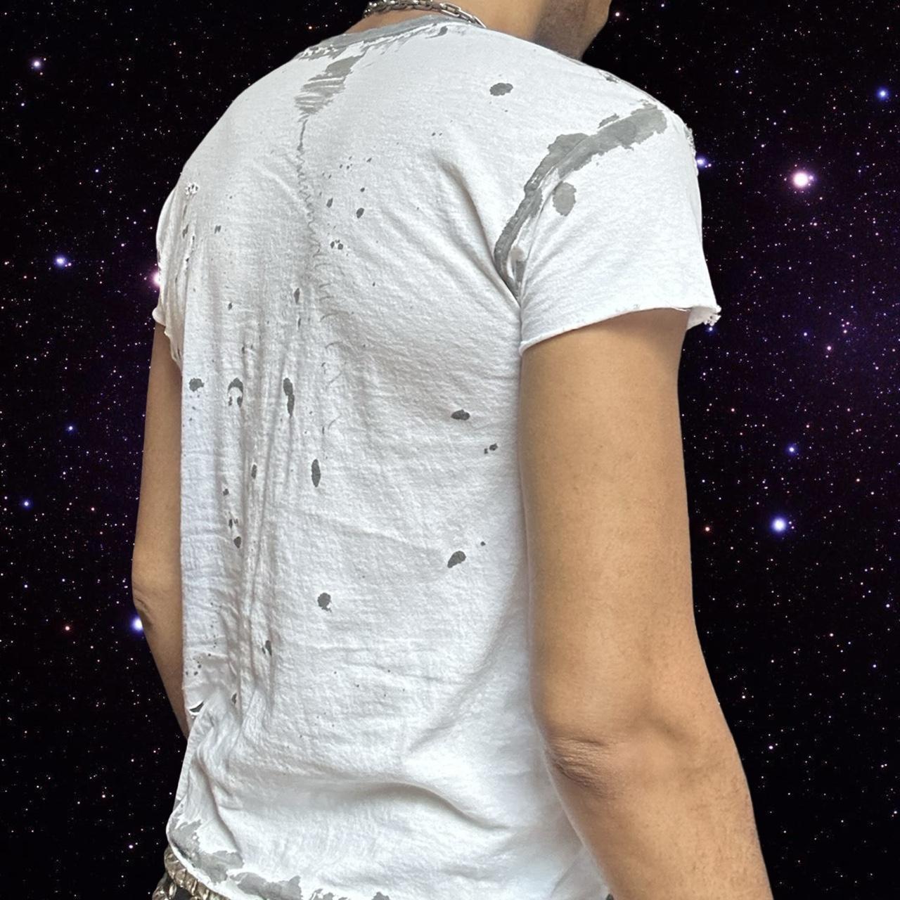 ASTROBOI* x Hanes White & Black Abstract Painted T-shirt – back 3