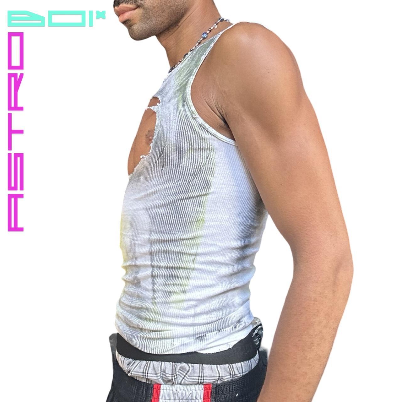 ASTROBOI* X HANES WHITE CUT OUT AIRBRUSHED TANK TOP _ SMALL