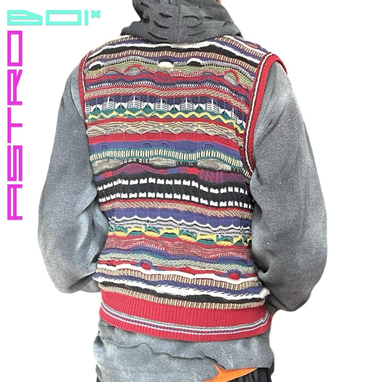 Vintage Florence Tricot Men's Red Coogi Patterned Funky Cardigan Sweater Vest - XL