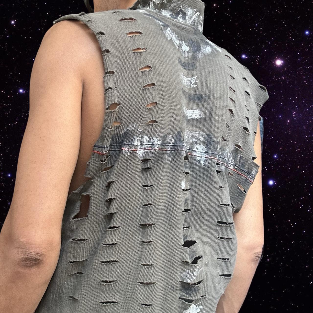 ASTROBOI* Grey Grunge Painted Sleeveless Polo - back 2