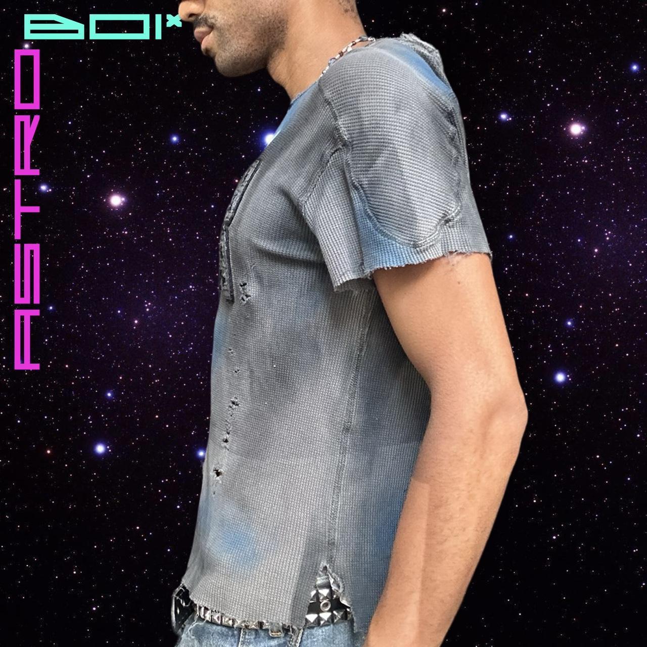 ASTROBOI* NAUTICA GRAY WAFFLE GRUNGE AIRBRUSHED T-SHIRT _ LARGE