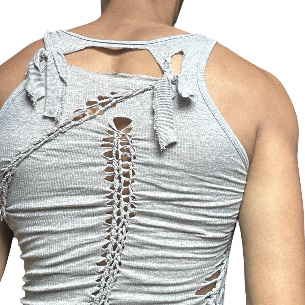 ASTROBOI* 'Smoke' Gray Braided Twist Tank Top – back detail