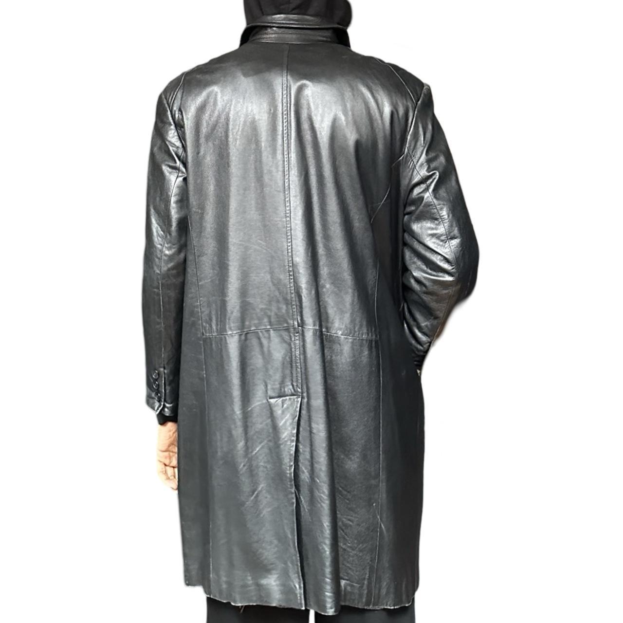 Vintage Marvin Richards Black Long Leather Trench Coat - XL
