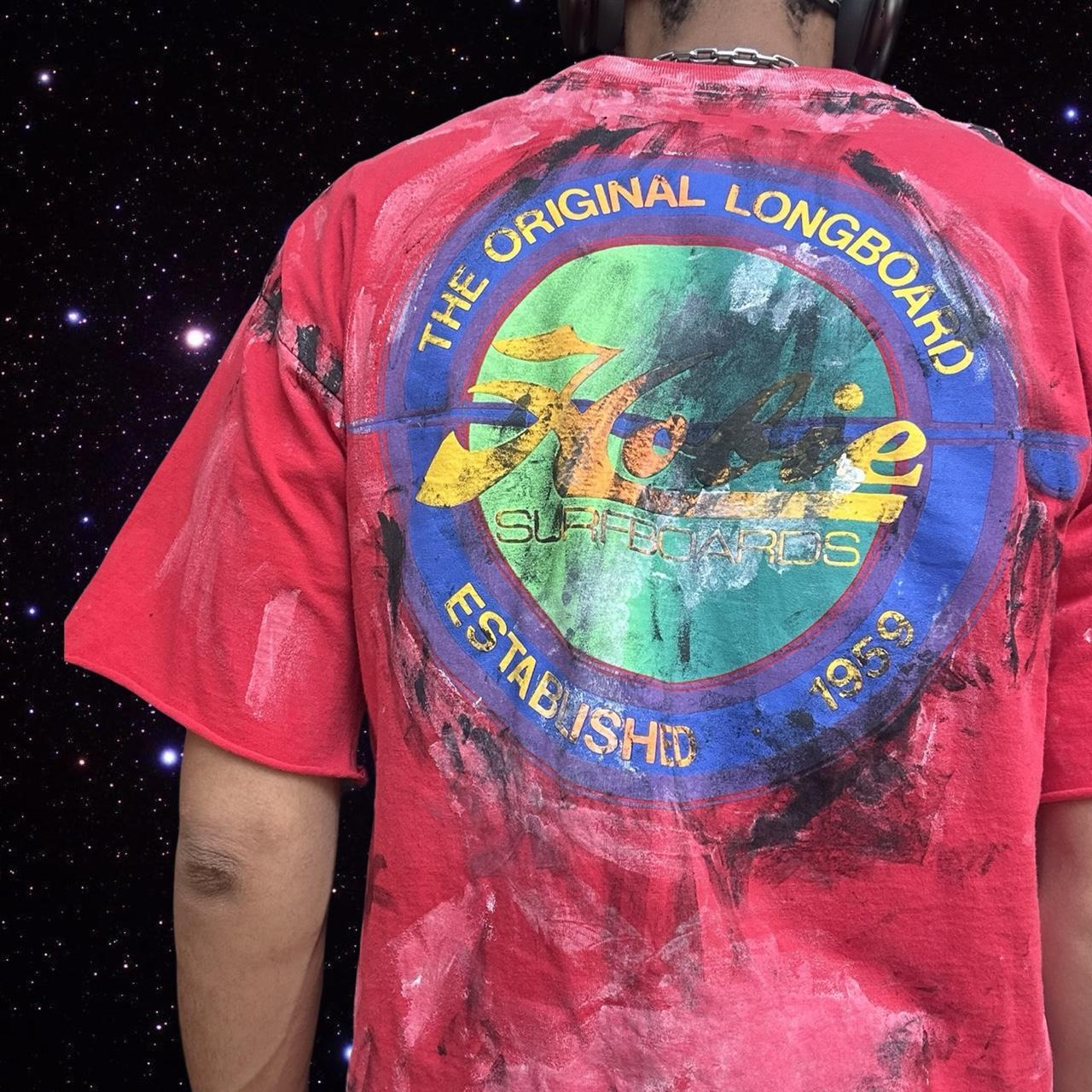 ASTROBOI* Hobie Red Painterly Graphic T-Shirt - back up close