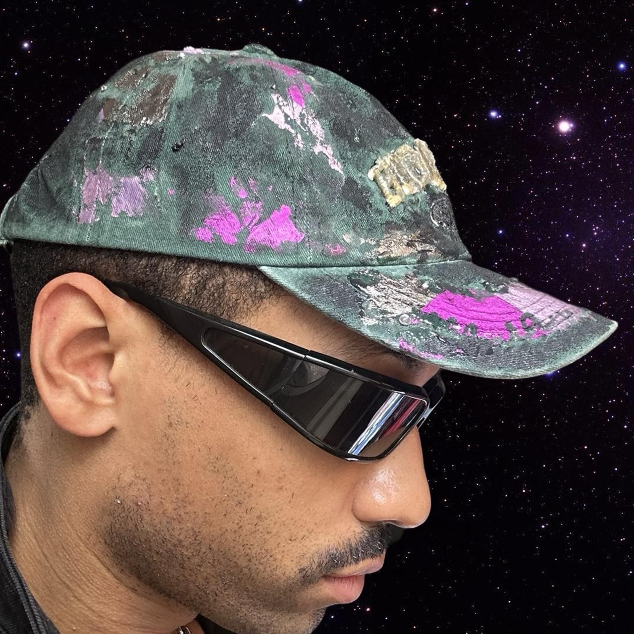 ASTROBOI* 'Paint Slab' Green/Black Distressed Resin Dad Hat - right