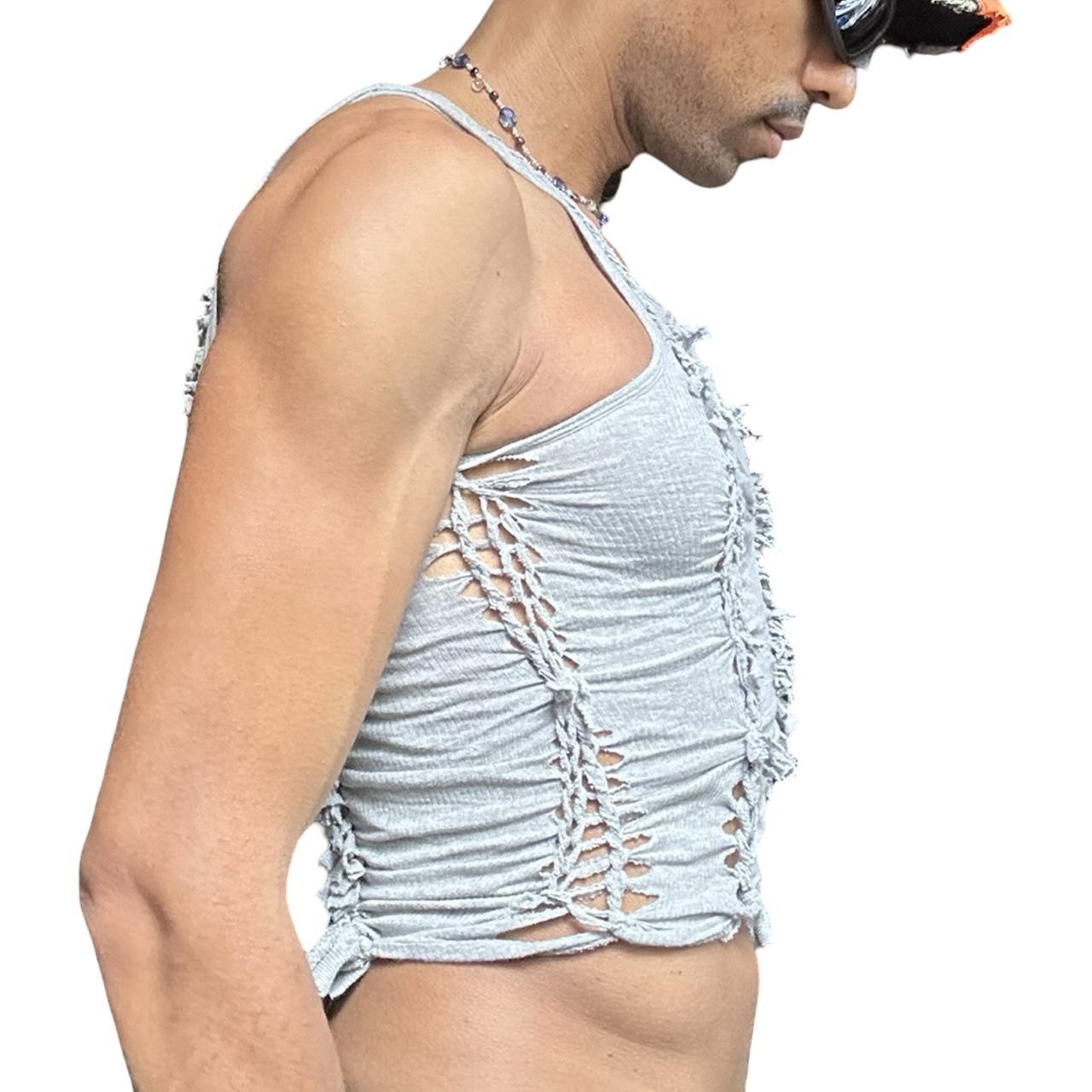 ASTROBOI* 'Ambiguous' Gray Braided Twist Tank Top - right