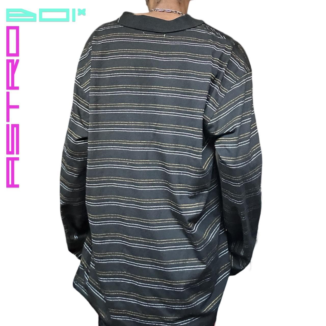 VINTAGE PJ MARK BLACK STRIPED GOLD/SILVER POLO SHIRT _ 3XL