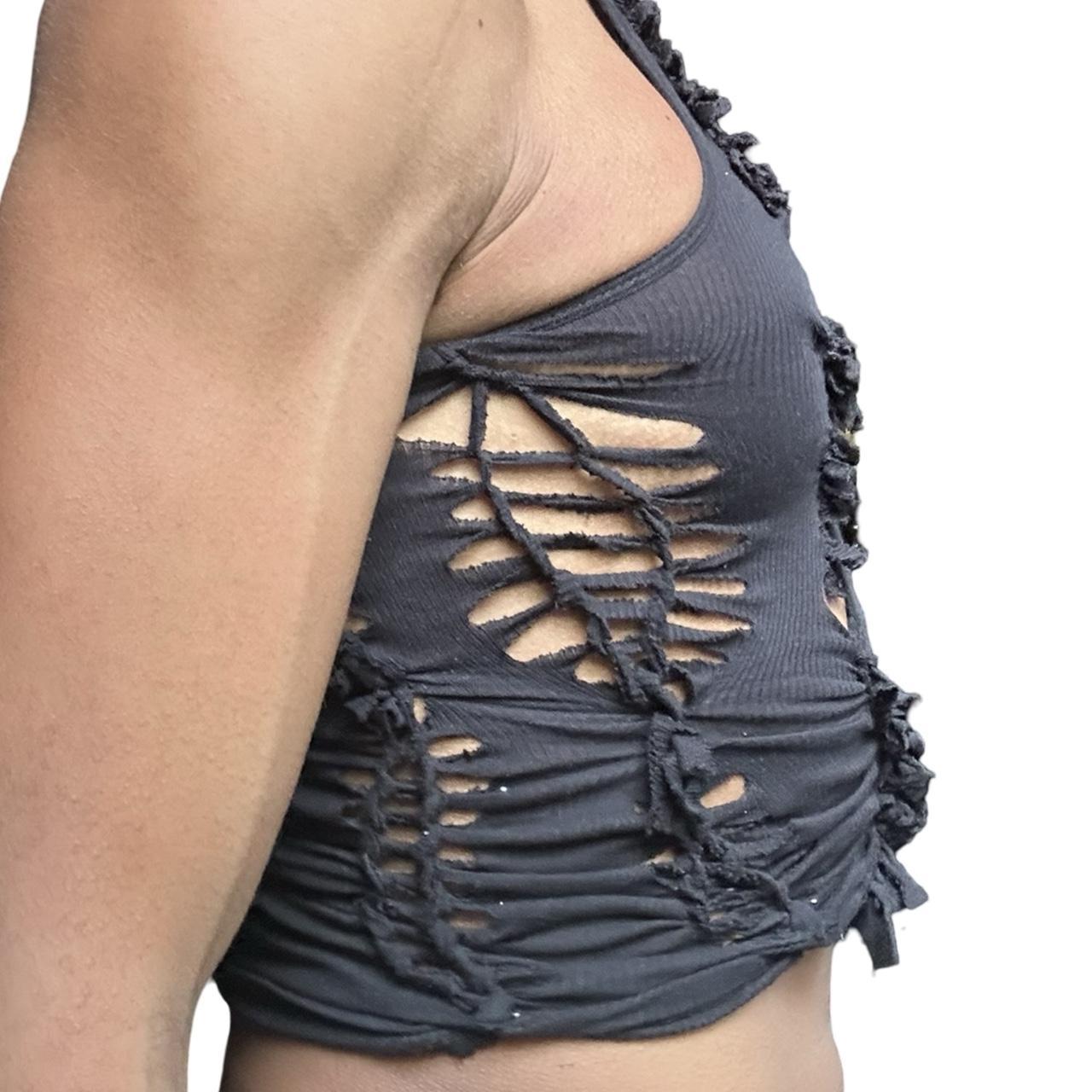 ASTROBOI* 'Obsidian' Black Braided Twist Tank Top - right detail