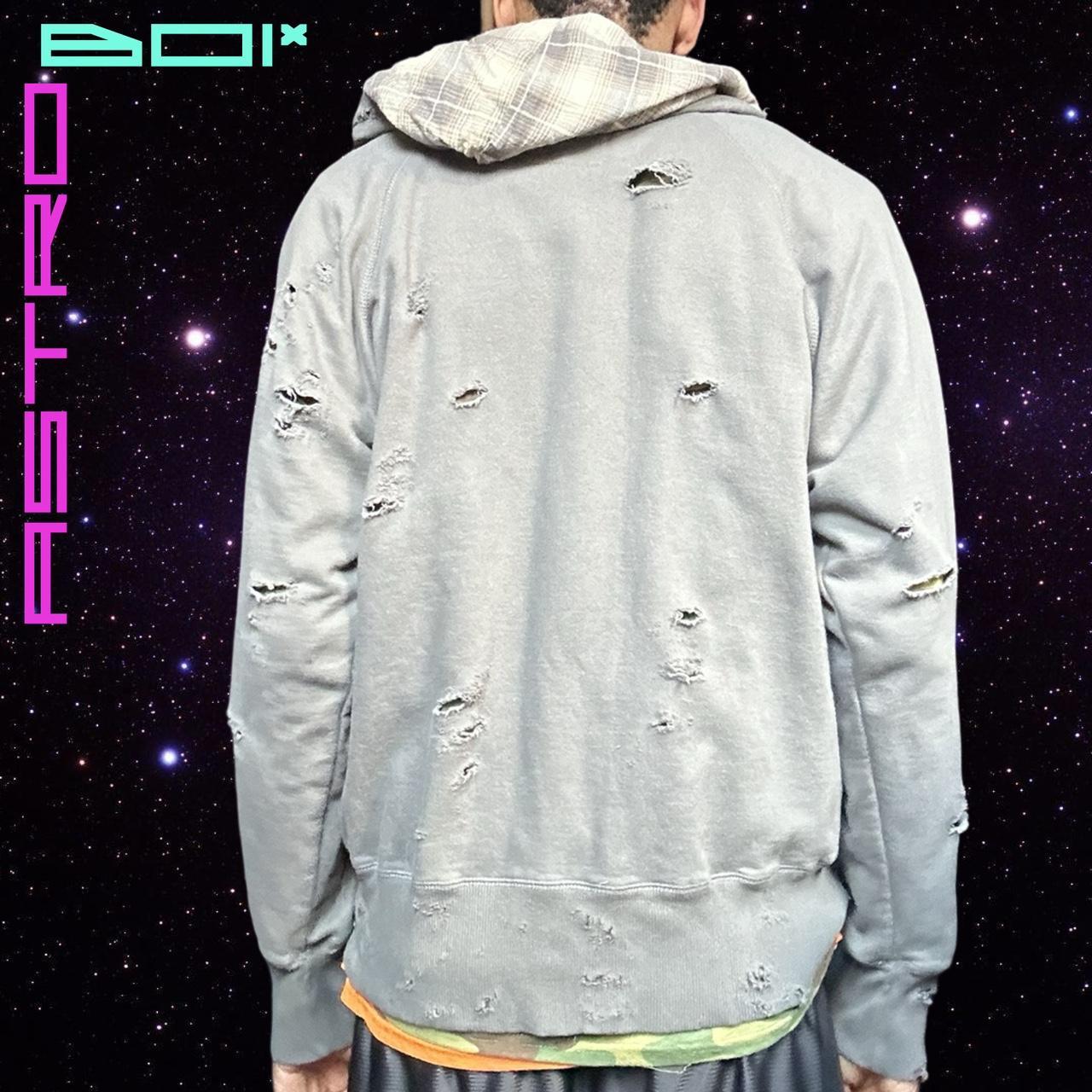 ASTROBOI* Gray Distressed Oversized Zip Up Sweatshirt - Mens Large