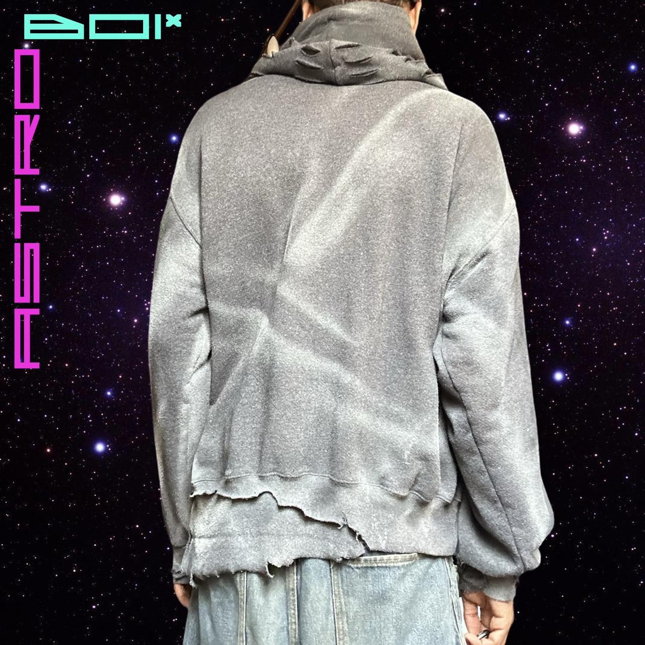 ASTROBOI* GRAY DECONSTRUCTED RIPPED OVERSIZED ZIP UP HOODIE_ 2XL