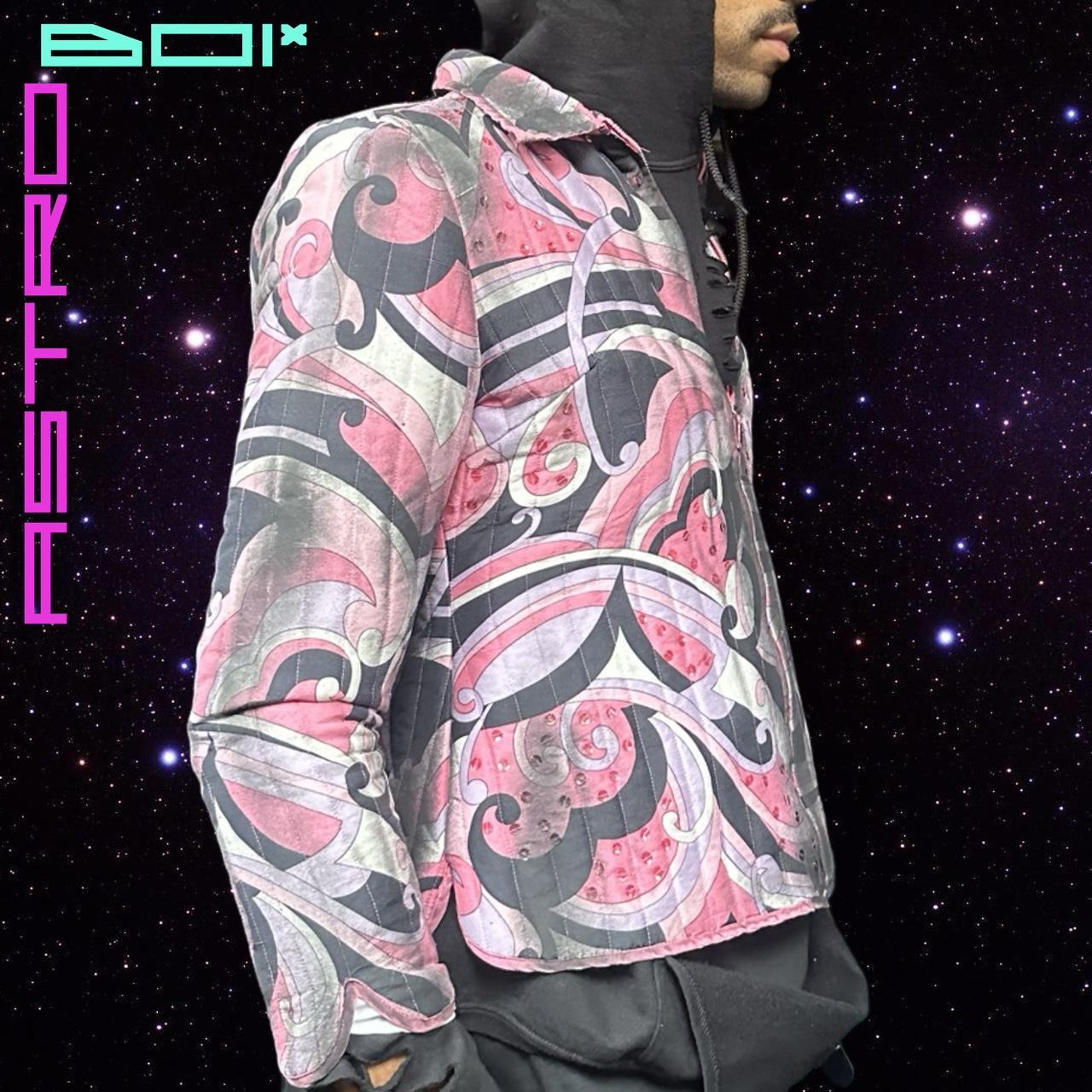 ASTROBOI* Pink Pucci Print Silk Airbrushed Quilted Jacket - Large