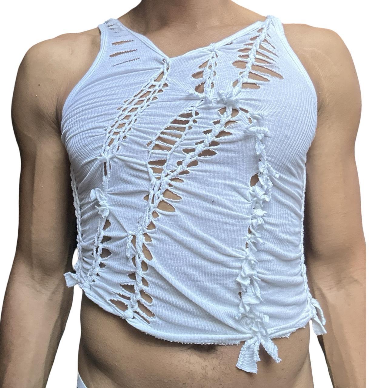 ASTROBOI* 'Blanc' White Braided Twist Tank Top - front