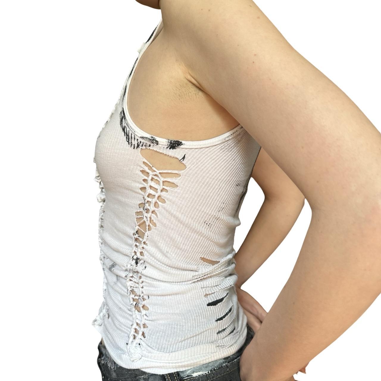 ASTROBOI* 'Yin Yang' White & Black Painted Braided Twist Tank Top - left