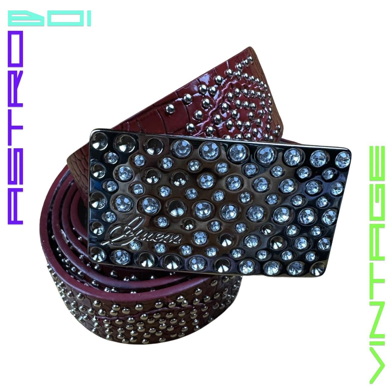 GUESS Y2K BLING RED FAUX LEATHER BELT