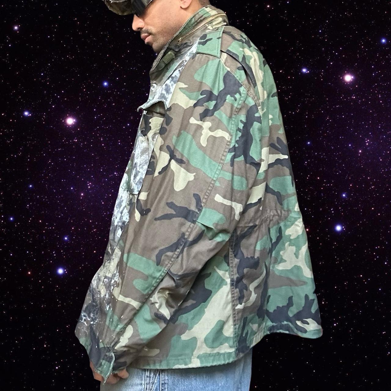 ASTROBOI* 'X Marks The Spot' Oversized Painted Camouflage Jacket - left