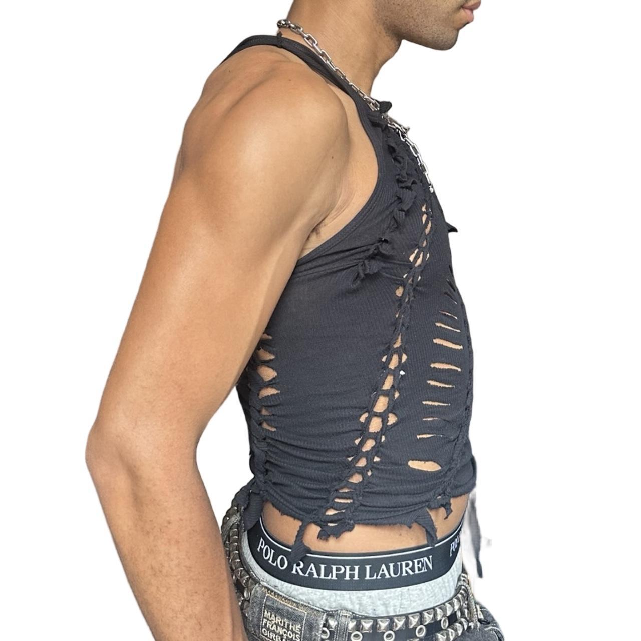 ASTROBOI* x Gildan 'Obsidionyx' Black Braided Twist Tank Top - right