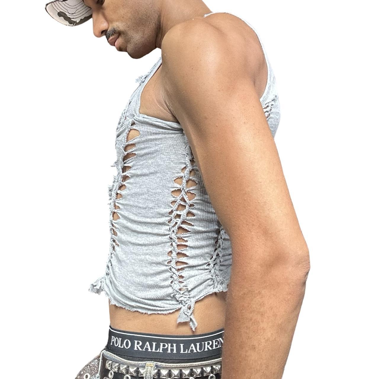 ASTROBOI* 'Fog' Gray Twist Braided Tank Top - left