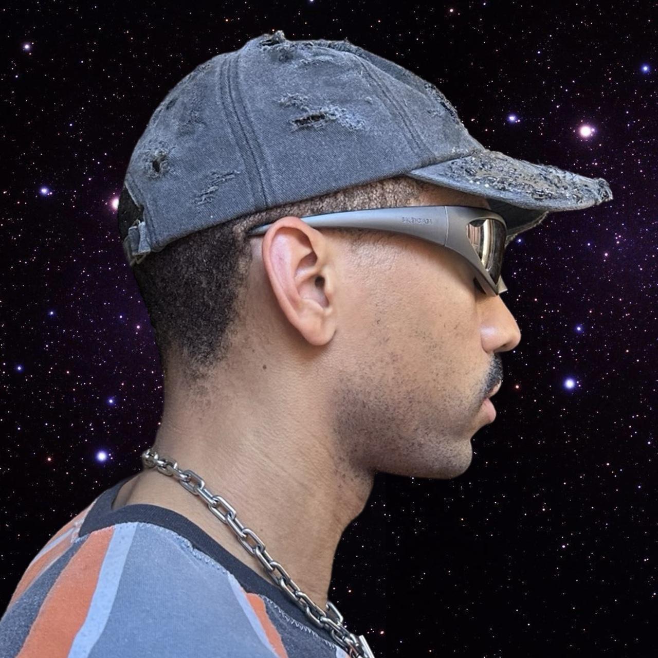 ASTROBOI* 'Alastair' Black Distressed Resin Rhinestone Hat