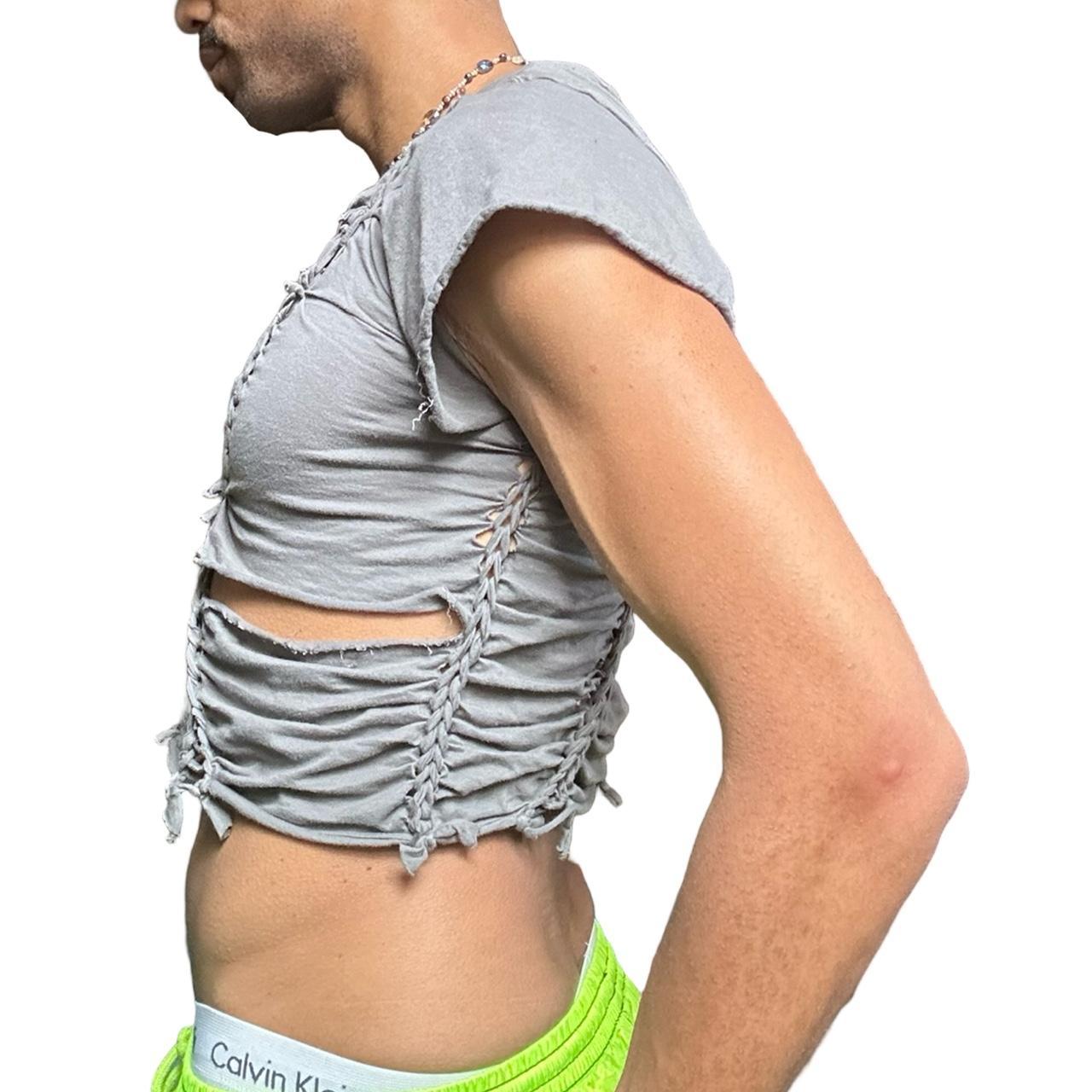 ASTROBOI* 'Basics' Gray Braided Paint Twist T-shirt - left