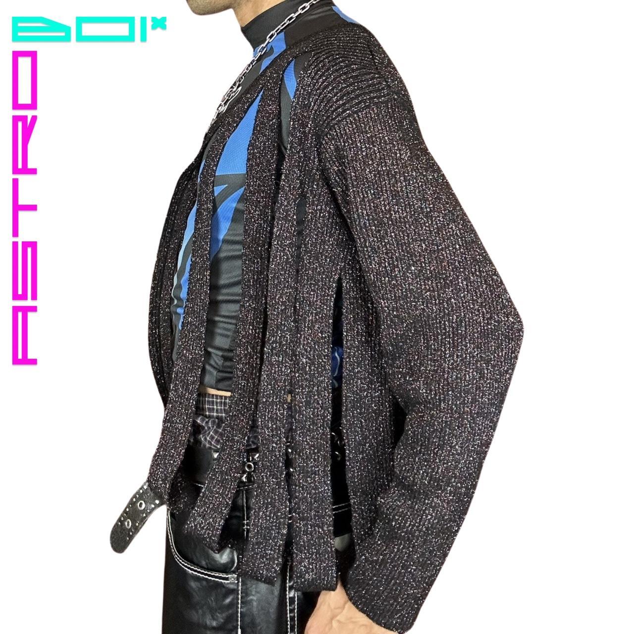 ASTROBOI* MODULAR RAINBOW LUREX CARDIGAN _ BLACK