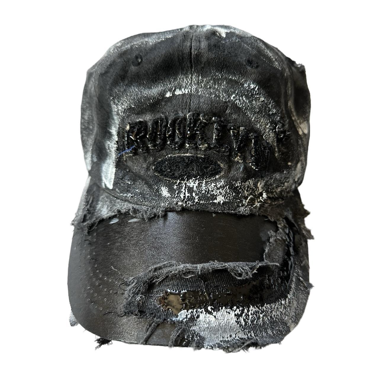 ASTROBOI* Brooklyn Painted Black Distressed Resin Hat - front flat