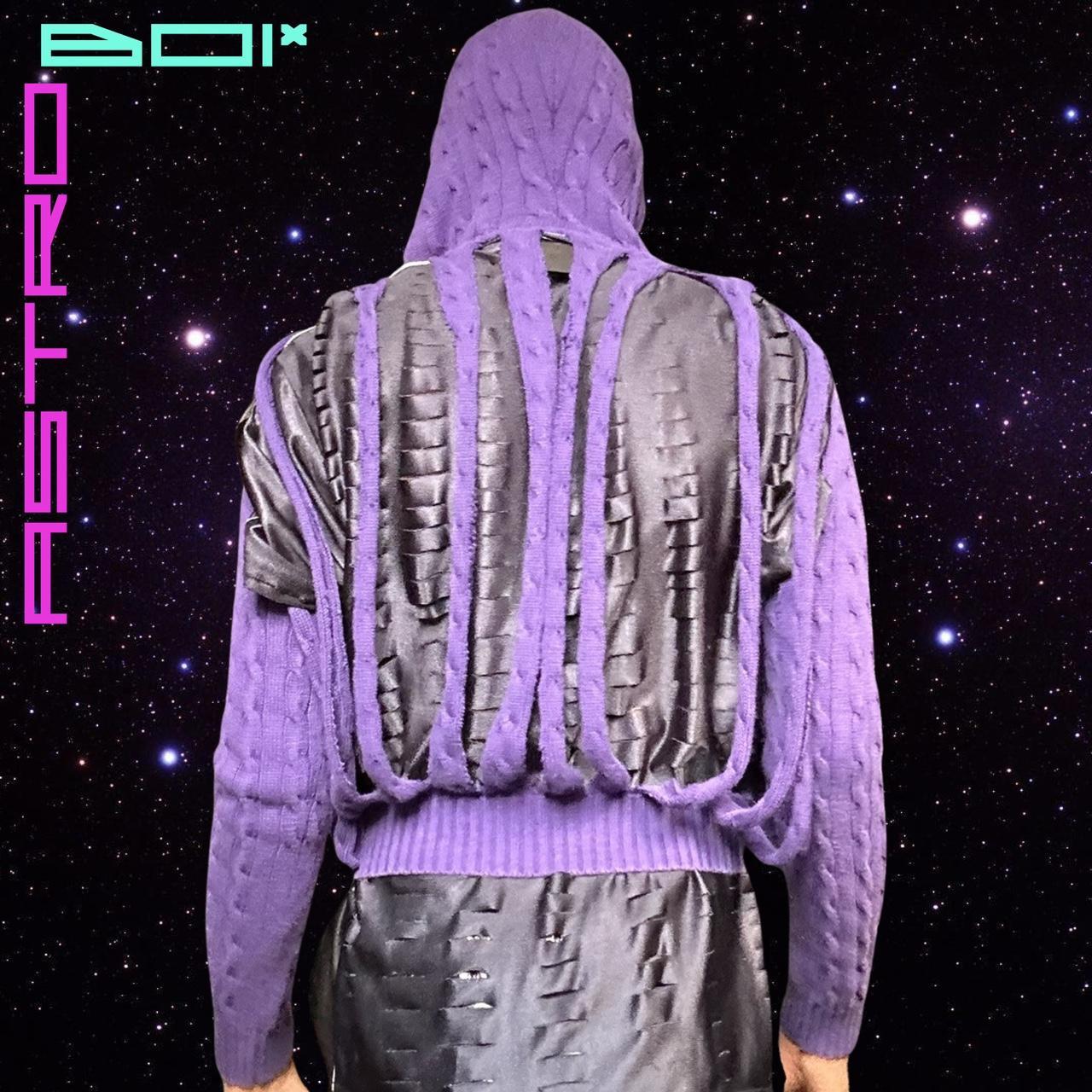ASTROBOI* Ralph Lauren Purple Cut Out Cable Knit Zip up Sweater - Large