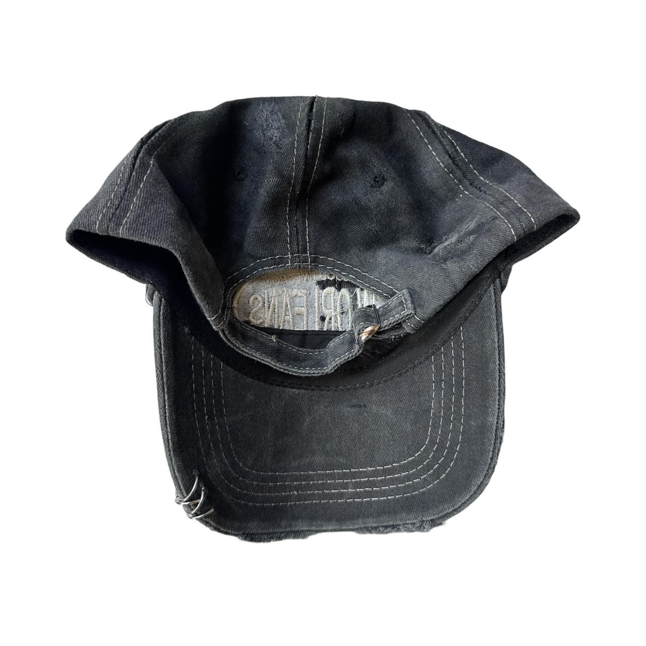 ASTROBOI* ‘Cosmos’ Black Distressed Hat – Rhinestone Metallic Resin Streetwear Cap, flat back