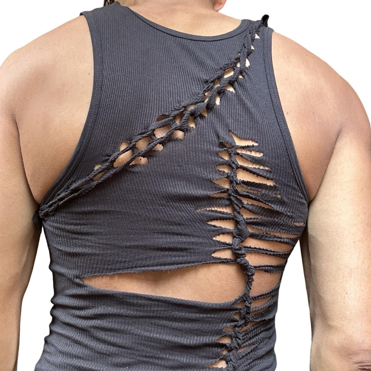 ASTROBOI* 'Highbeam' Gildan Black Twist Braided Tank Top - back detail