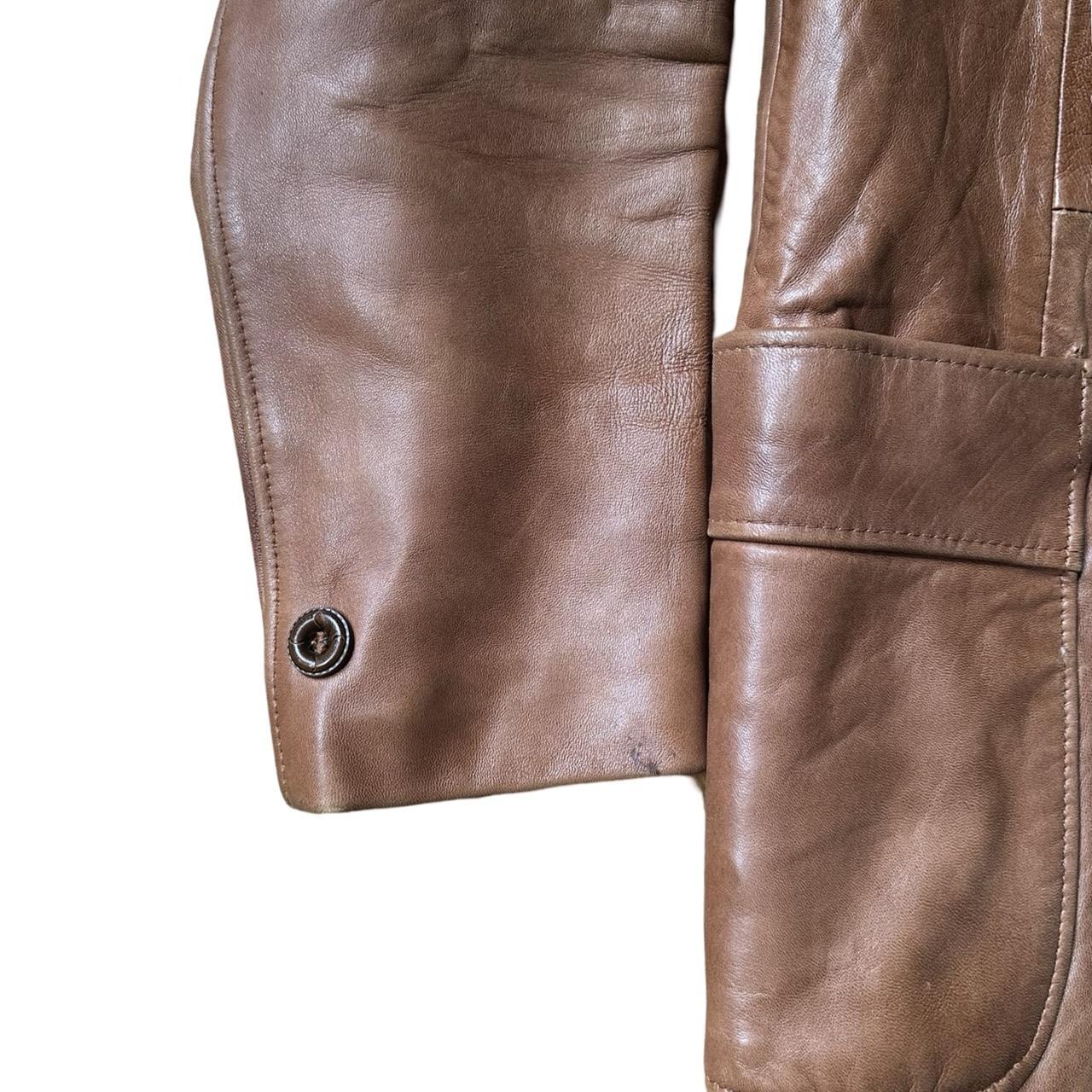 Vintage Trailmaster Brown/Camel Leather Blazer, flat left button