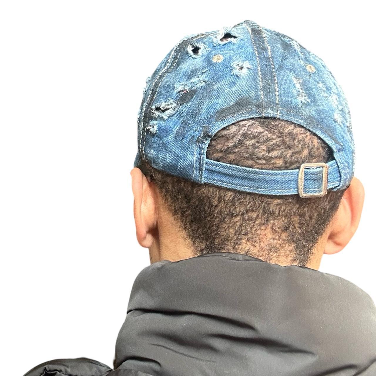 ASTROBOI* 'Denim Punk' Blue Distressed Hat, back