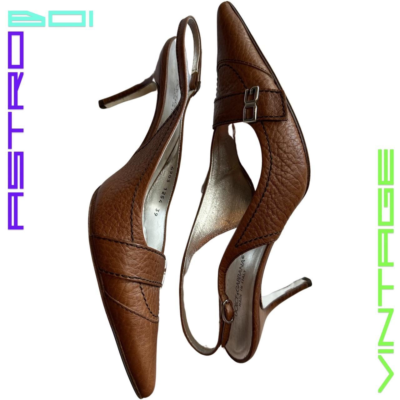 DOLCE & GABBANA LEATHER SLINGBACKS_ BROWN_ 39