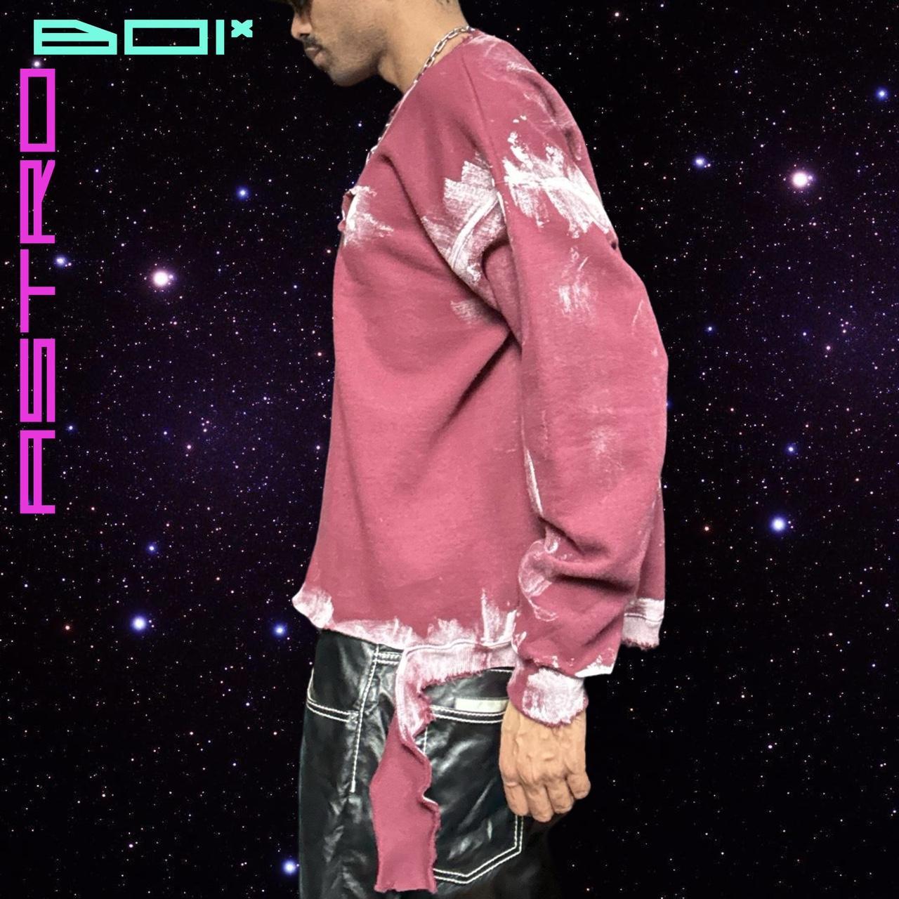 ASTROBOI* Custom Men's Deconstructed & Painted Maroon Oversized Sweatshirt - XXLT