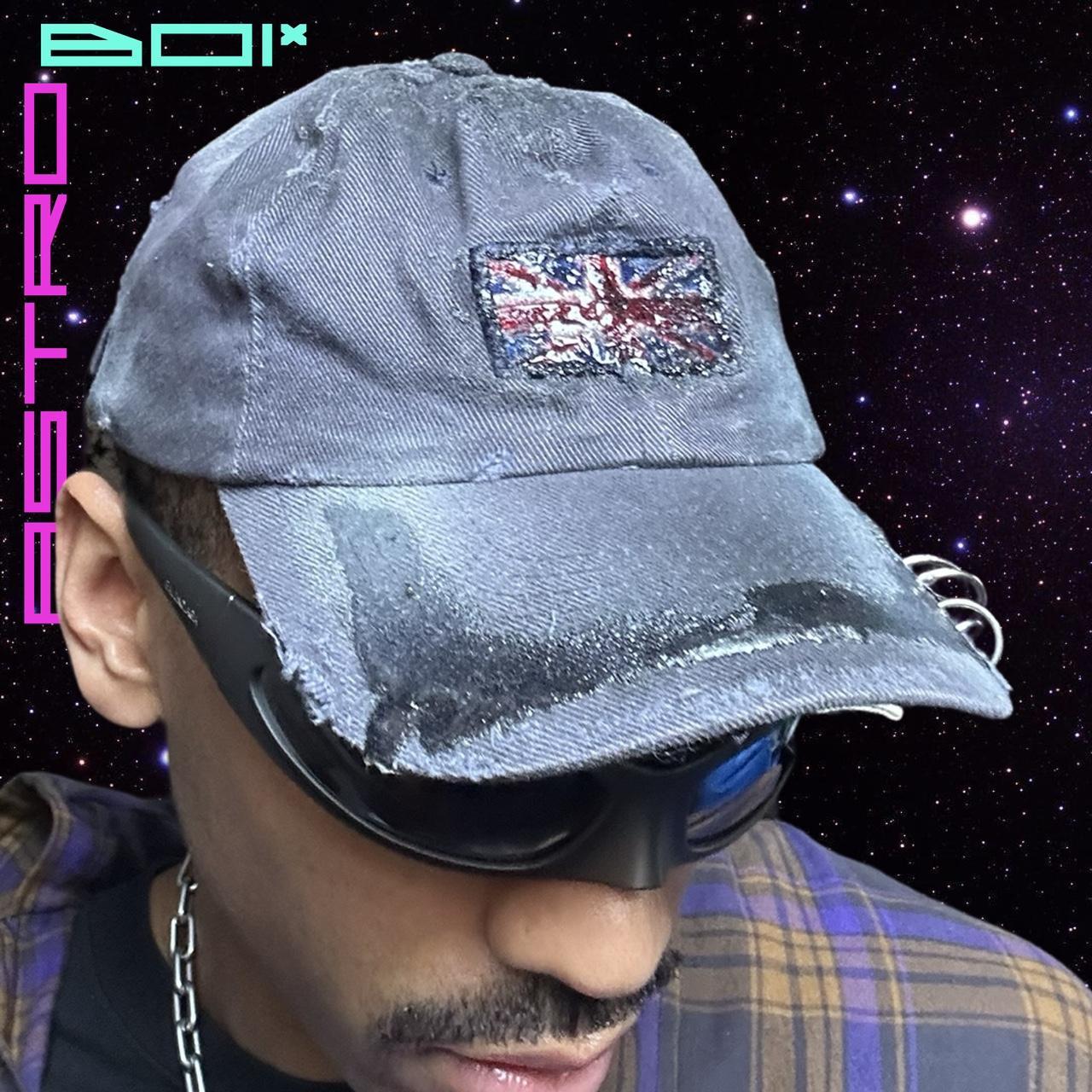 ASTROBOI* 'London Rain' Navy Distressed Union Jack Resin Pierced Hat