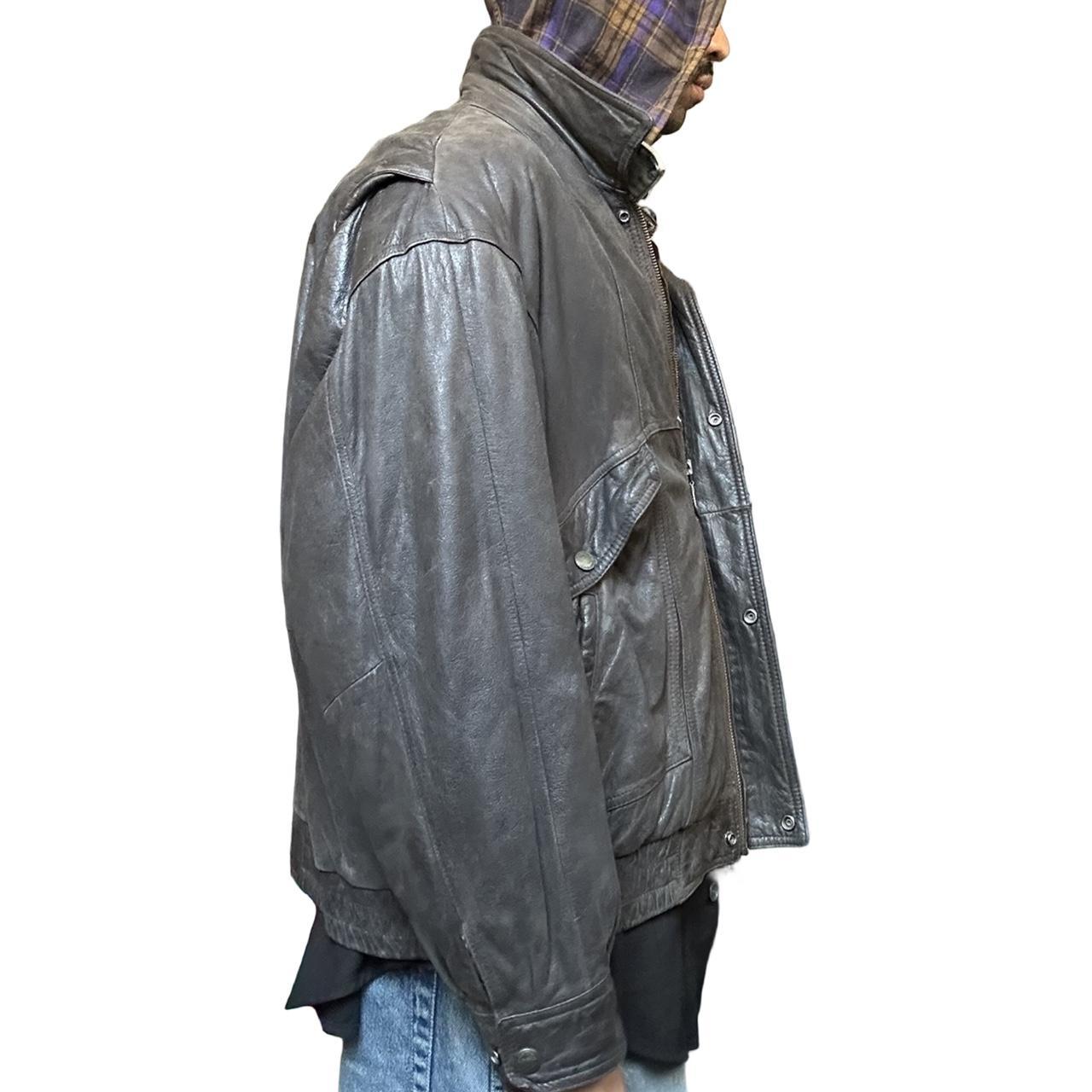 Vintage Canton Ridge Retro Brown Leather Bomber Jacket, right